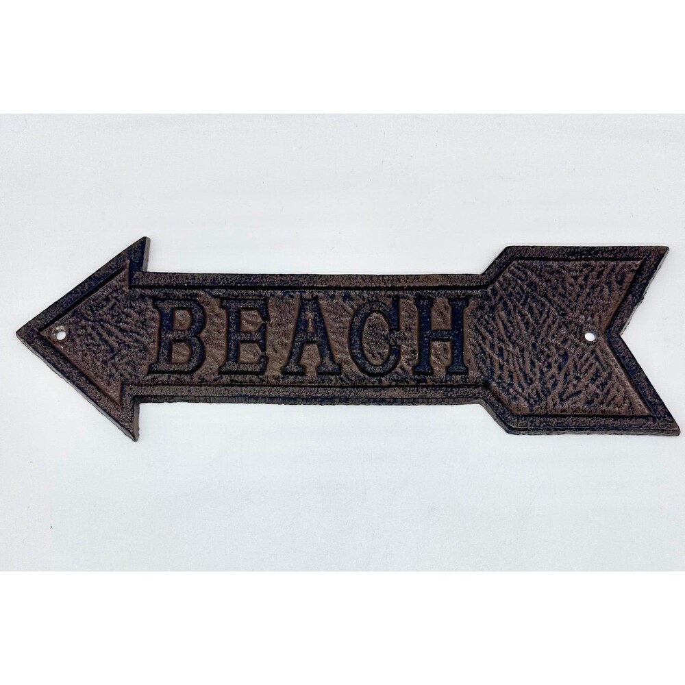 Cast Iron Beach Arrow Plaque Sign Coastal Nautical Pool Home Decor Boat House